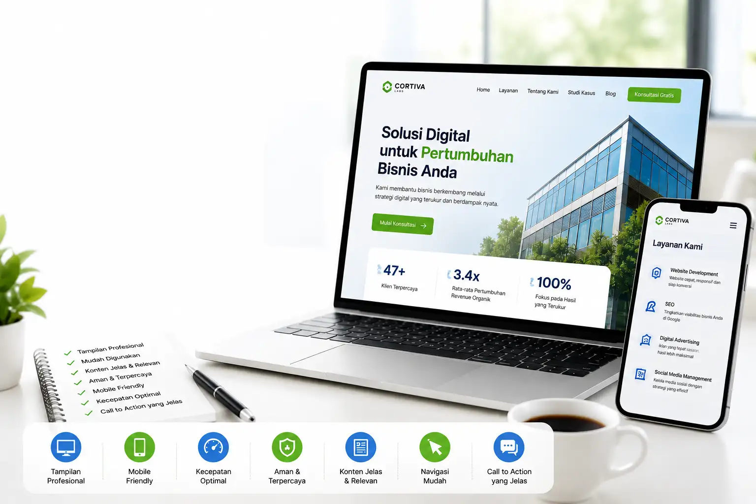 ciri website profesional